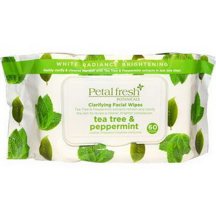Petal Fresh, Clarifying Facial Wipes, Tea Tree&Peppermint, 60 Wipes