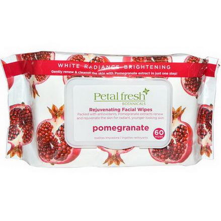 Petal Fresh, Rejuvenating Facial Wipes, Pomegranate, 60 Wipes