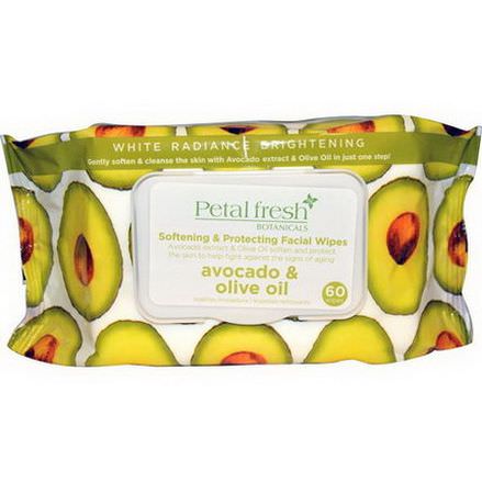 Petal Fresh, Softening&Protecting Facial Wipes, Avocado&Olive Oil, 60 Wipes