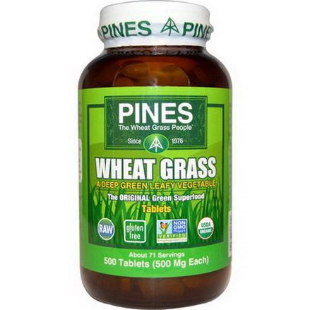 Pines International, Organic, Wheat Grass, 500mg, 500 Tablets