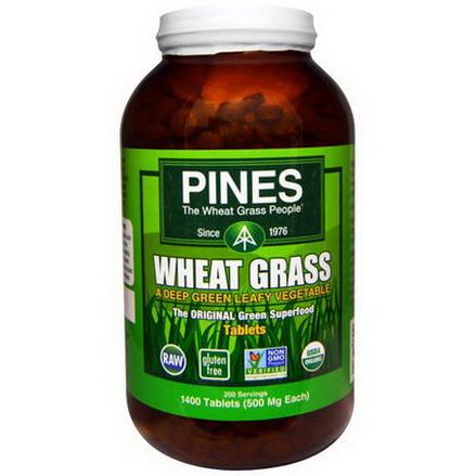 Pines International, Organic Pines Wheat Grass, 500mg, 1400 Tablets