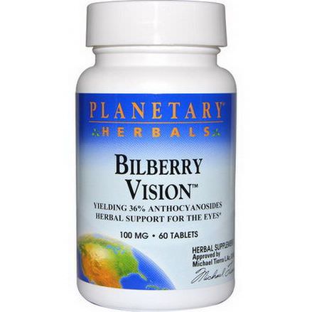 Planetary Herbals, Bilberry Vision, 100mg, 60 Tablets