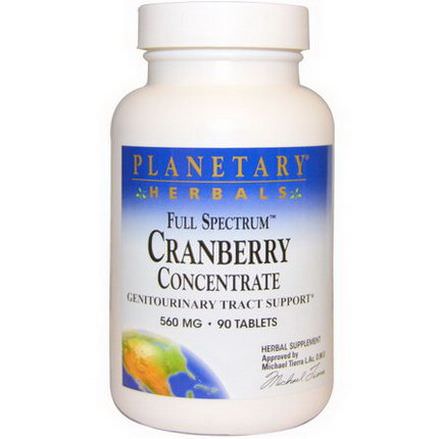 Planetary Herbals, Cranberry Concentrate, Full Spectrum, 560mg, 90 Tablets