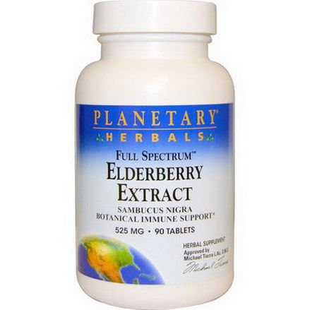 Planetary Herbals, Full Spectrum, Elderberry Extract, 525mg, 90 Tablets