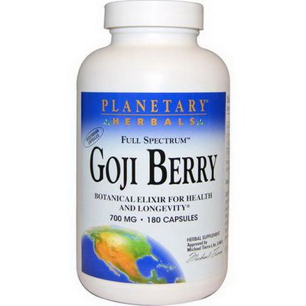 Planetary Herbals, Full Spectrum Goji Berry, 700mg, 180 Capsules