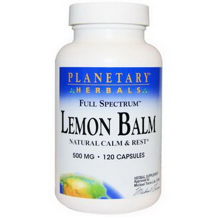 Planetary Herbals, Lemon Balm, Full Spectrum, 500mg, 120 Capsules