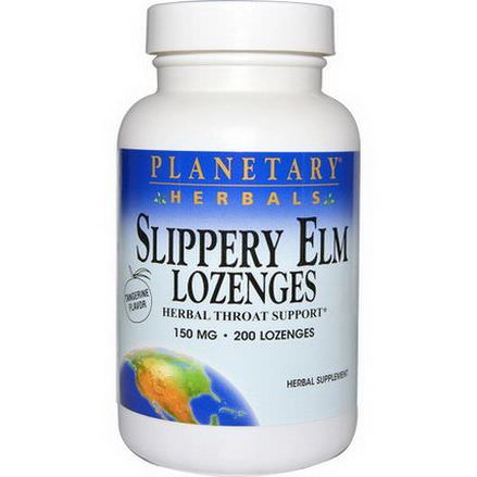 Planetary Herbals, Slippery Elm Lozenges, Tangerine Flavor, 150mg, 200 Lozenges