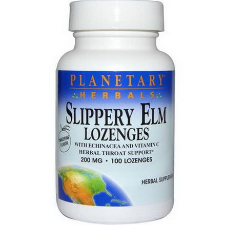 Planetary Herbals, Slippery Elm Lozenges, Tangerine Flavor, 200mg, 100 Lozenges