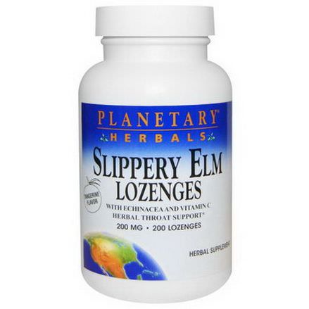 Planetary Herbals, Slippery Elm Lozenges, Tangerine Flavor, 200mg, 200 Lozenges