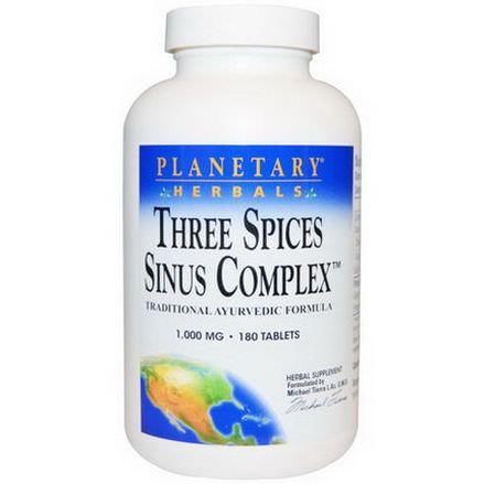 Planetary Herbals, Three Spices Sinus Complex, 1,000mg, 180 Tablets