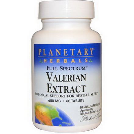 Planetary Herbals, Valerian Extract, Full Spectrum, 650mg, 60 Tablets