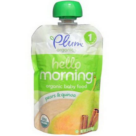 Plum Organics, Hello Morning, Organic Baby Food, Pears&Quinoa 99g