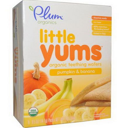 Plum Organics, Little Yums, Organic Teething Wafers, Pumpkin&Banana, 6 Packs 14.1g Each