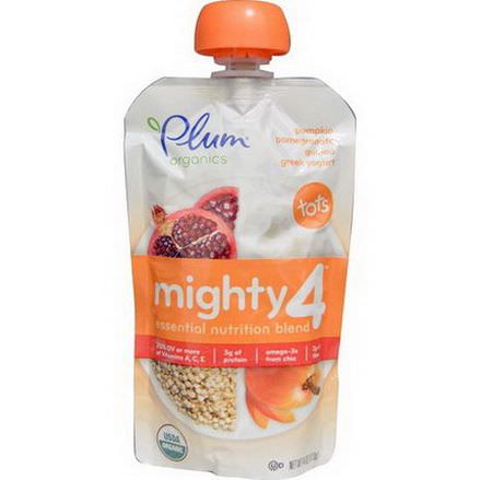 Plum Organics, Mighty 4, Essential Nutrition Blend, Pumpkin, Pomegranate, Quinoa, Greek Yogurt, Tots 113g