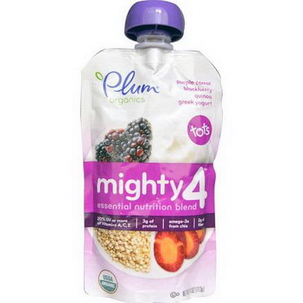 Plum Organics, Mighty 4, Essential Nutrition Blend, Purple Carrot, Blackberry Quinoa, Greek Yogurt 113g