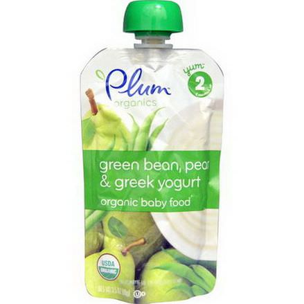 Plum Organics, Organic Baby Food, Green Bean, Pear&Greek Yogurt, Stage 2 99g
