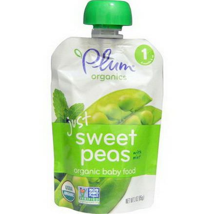 Plum Organics, Organic Baby Food, Stage 1, Just Sweet Peas with Mint 85g