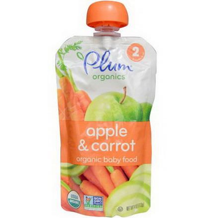 Plum Organics, Organic Baby Food, Stage 2, Apple&Carrot 113g