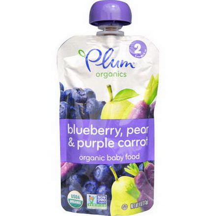 Plum Organics, Organic Baby Food, Stage 2, Blueberry, Pear&Purple Carrot 113g