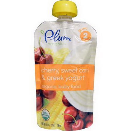 Plum Organics, Organic Baby Food, Stage 2, Cherry, Sweet Corn&Greek Yogurt 99g