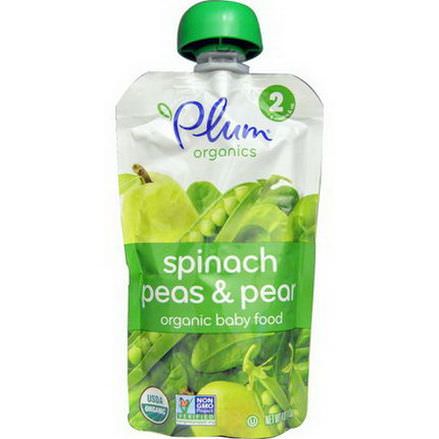 Plum Organics, Organic Baby Food, Stage 2, Spinach Peas&Pear 113g