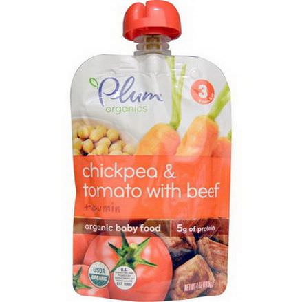 Plum Organics, Organic Baby Food, Stage 3, Chickpea&Tomato with Beef Cumin 113g