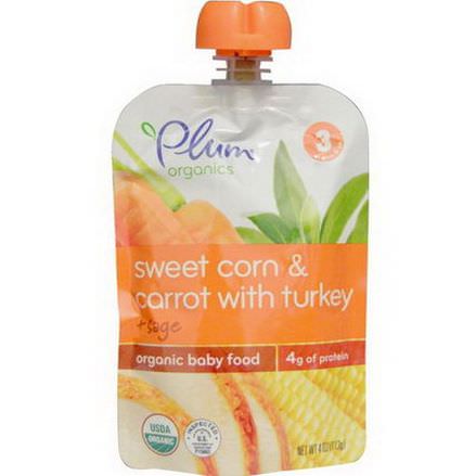 Plum Organics, Organic Baby Food, Sweet Corn&Carrot with Turkey Sage 113g