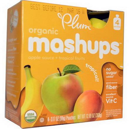 Plum Organics, Plum, Organic Mashups, Tropical, 4 Pouches 90g Each