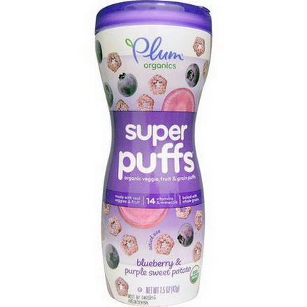 Plum Organics, Super Puffs, Organic Veggie, Fruit&Grain Puffs, Blueberry&Purple Sweet Potato 42g