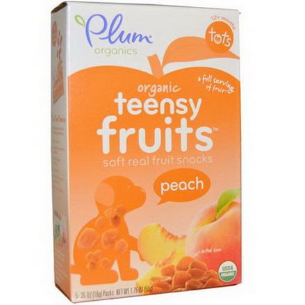 Plum Organics, Tots, Teensy Fruits, Peach, 5 Packs 10g Each