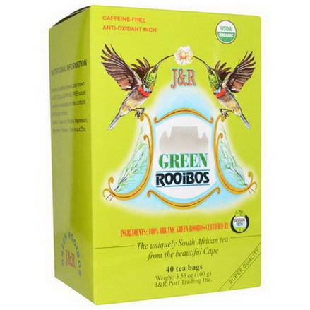 Port Trading Co. Organic Green Rooibos, Caffeine-Free, 40 Tea Bags 100g