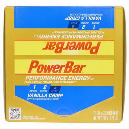 PowerBar, Performance Energy Bar, Vanilla Crisp, 12 Bars 65g Each