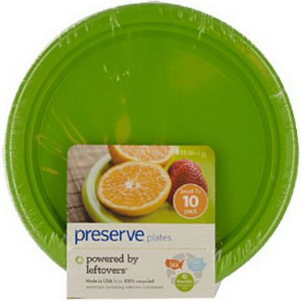 Preserve, Plates, Reusable, Apple Green, Small, 10 Pack, 7 in