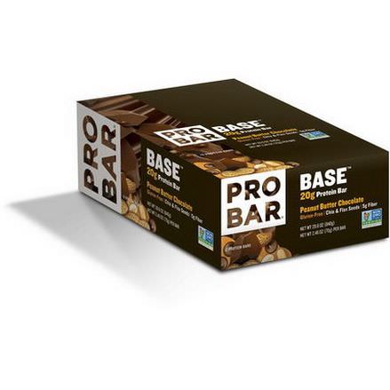 ProBar, Base, 20g Protein Bar, Peanut Butter Chocolate, 12 Bars 70g Each