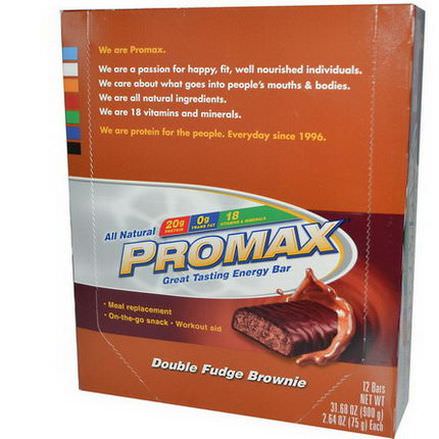 Promax Nutrition, Energy Bars, Double Fudge Brownie, 12 Bars 75g Each