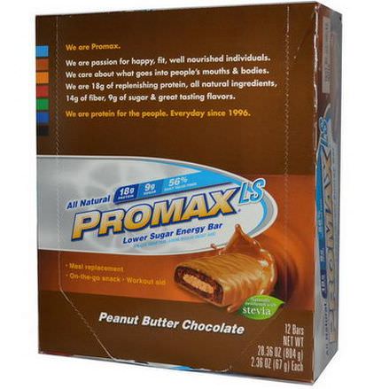 Promax Nutrition, Promax LS, Lower Sugar Energy Bar, Peanut Butter Chocolate, 12 Bars 67g Each