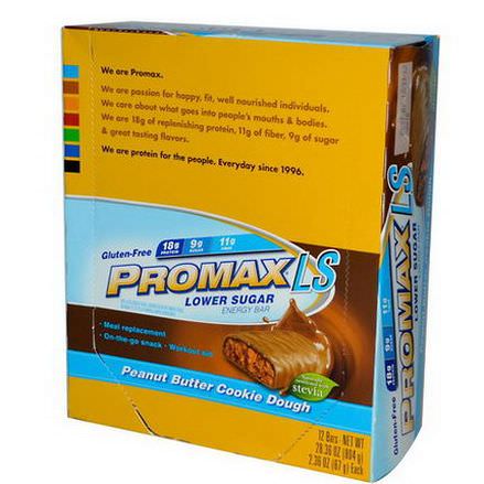 Promax Nutrition, Promax LS, Lower Sugar Energy Bar, Peanut Butter Cookie Dough, 12 Bars 67g Each