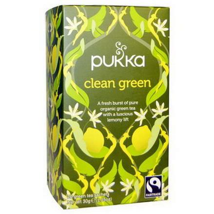 Pukka Herbs, Clean Green Tea, 20 Green Tea Sachets 30g