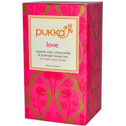 Pukka Herbs, Love, Organic Rose, Chamomile&Lavender Tea, Caffeine Free, 20 Tea Sachets 24g