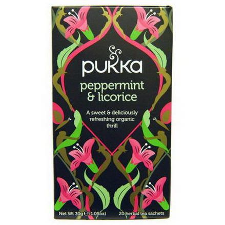 Pukka Herbs, Peppermint&Licorice Herbal Tea, Caffeine Free, 20 Tea Sachets 30g