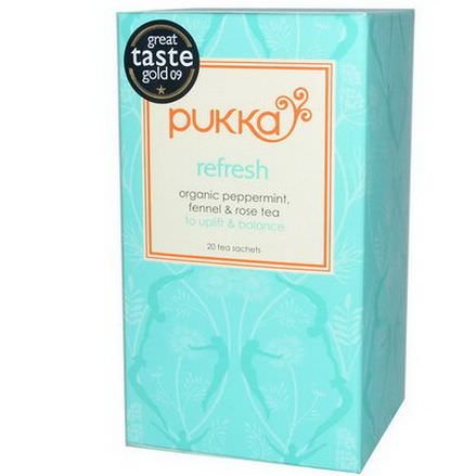 Pukka Herbs, Refresh, Organic Peppermint, Fennel&Rose Tea, Caffeine Free, 20 Tea Sachets 40g