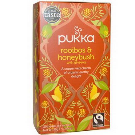 Pukka Herbs, Rooibos&Honeybush with Ginseng Tea, Caffeine Free, 20 Herbal Tea Sachets 30g
