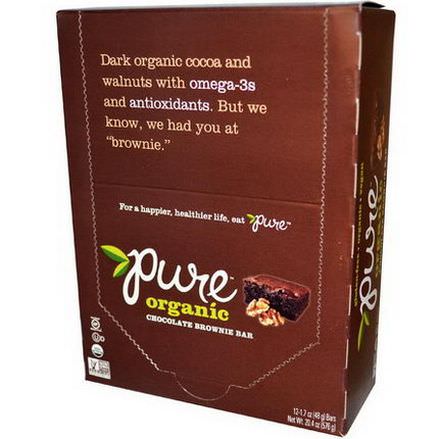 Pure Bar, Organic, Chocolate Brownie, 12 Bars 48g Each