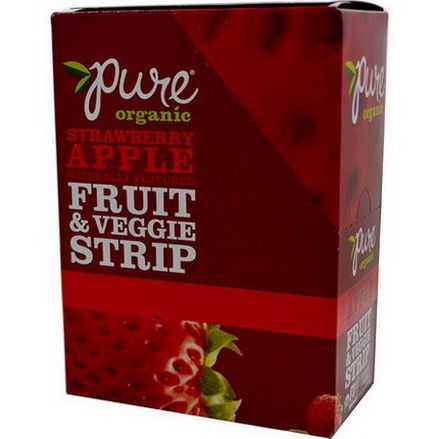 Pure Bar, Organic, Fruit&Veggie Strip, Strawberry Apple Naturally Flavored, 24 Bars 14g Each