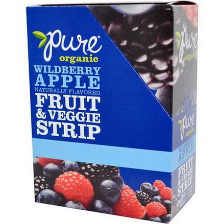 Pure Bar, Organic, Fruit&Veggie Strip, Wildberry Apple, 24 Bars 14g Each