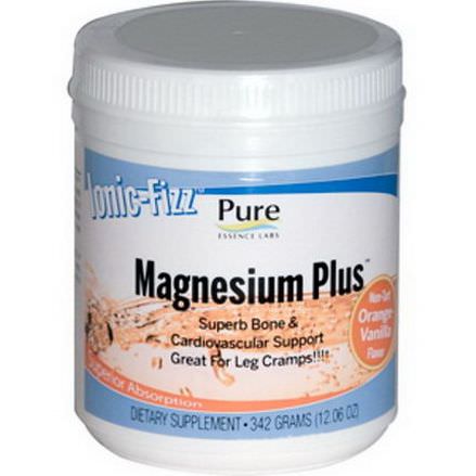 Pure Essence, Ionic-Fizz, Magnesium Plus, Orange-Vanilla 342g