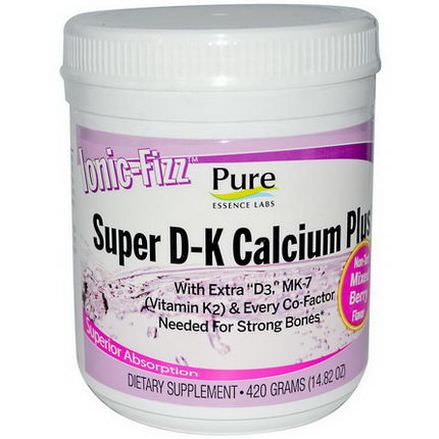 Pure Essence, Ionic-Fizz, Super D-K Calcium Plus, Mixed Berry 420g