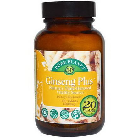 Pure Planet, Ginseng Plus, 500mg, 100 Tablets