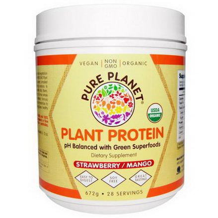 Pure Planet, Organic Plant Protein, Strawberry Mango, 672g