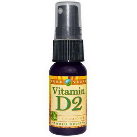 Pure Vegan, Vitamin D2, Spray, 400 IU, 1 fl oz